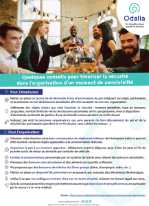Quelques conseils pour favoriser la sécurité dans l'organisation d'un moment de convivialité - Odalia