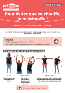 Exercices d'échauffement avant le travail - Presanse Paca Corse - Odalia